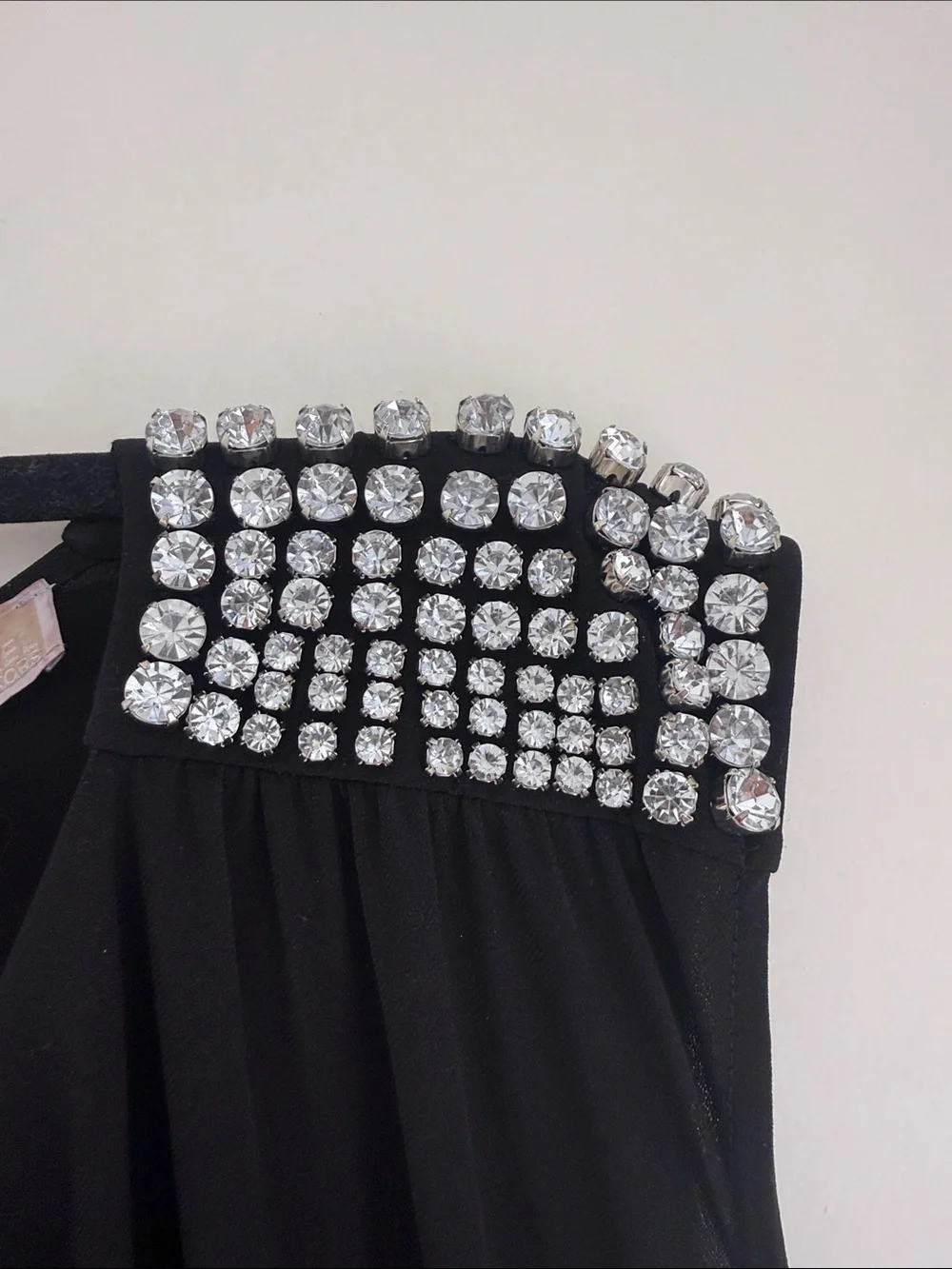 Michael Kors Black Jumpsuit with Pearl-Trim Shoulders with rhinestones size XXS